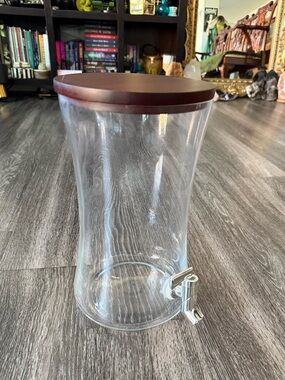 Target Glass Beverage Dispenser with Brown Wood Lid and Silver Spigot